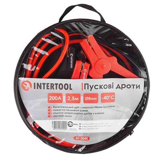 Пусковые провода 200 А, 2,5 м, до -40°C, чехол INTERTOOL AT-3040 Киев