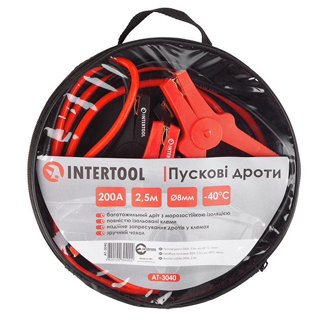 Пусковые провода 200 А, 2,5 м, до -40°C, чехол INTERTOOL AT-3040 Киев - изображение 4