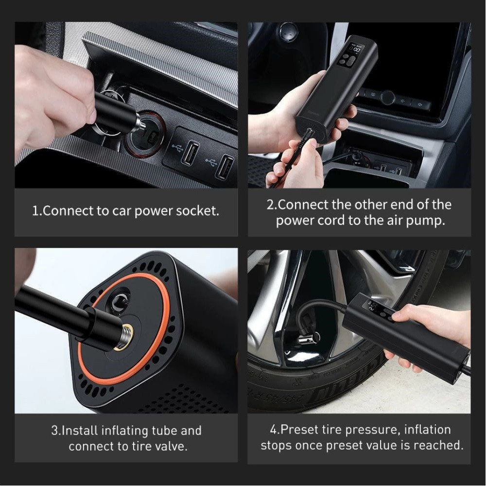 Автомобільний насос Baseus Super Mini Inflator Pump Black Київ - фото 9