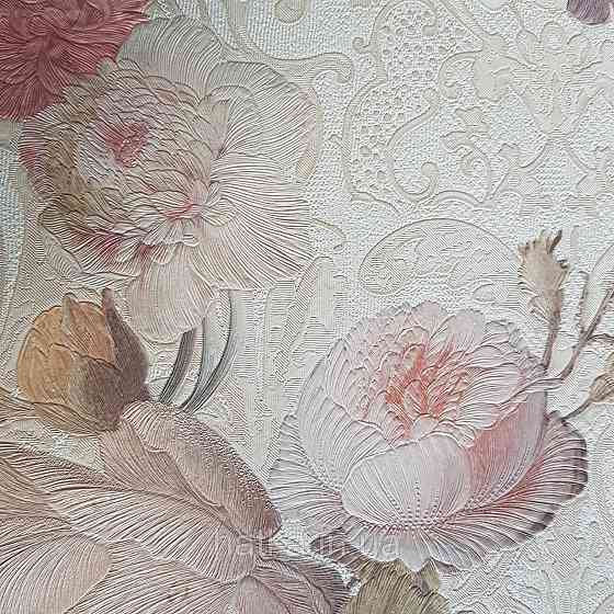 Шпалери метрові вінілові на флізелін Yuanlong Samsara квіти троянди, півонії рожевий блакитний бузок на Київ