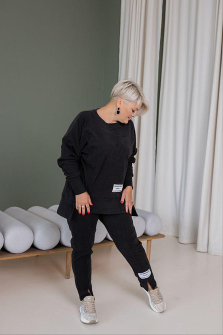 Женский теплый прогулочный костюм двойка батал пума плюш Черный, 60/64 Одесса - изображение 7