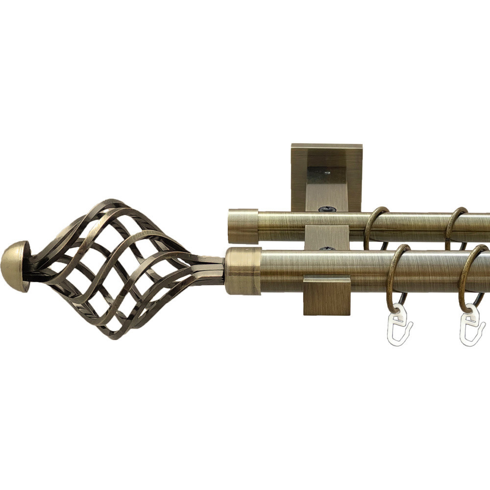 Карниз Orvit Арезо металевий дворядний техно гладка труба кільце металеве Антик 25\19 мм 300 см (00-00025947) Львов - изображение 1