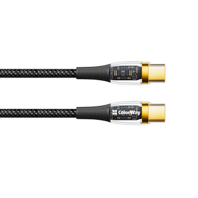 Дата кабель USB-C to USB-C 1.2m 5A 100W transparent head ColorWay (CW-CBPDCC053-BK) Винница - изображение 1