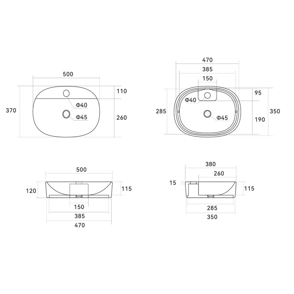 Раковина-чаша Qtap Scorpio 500x380x120 Matt black QT146533MB Київ - фото 2