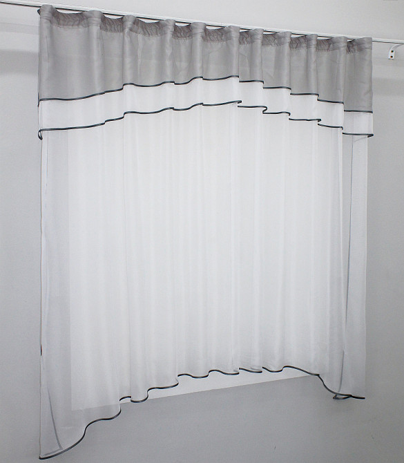 Кухонна гардина VR-Textil № 036к арка білий з сірий 270х170 см (52-0062) Київ - фото 2