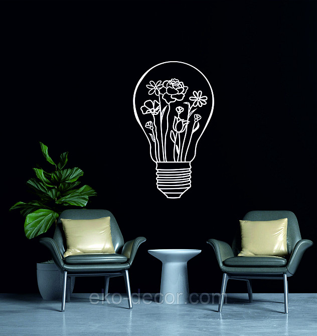 Декоративне настінне Панно «Лампочка» Декор на стіну 110*65 см, Білий Київ - фото 3