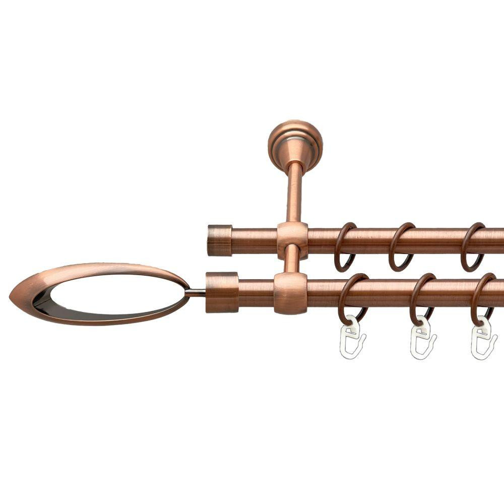 Карниз Orvit Венеція металевий дворядний литий гладка труба кільце металеве Мідь 16\16 мм 120 см (00-00019531) Львов - изображение 1