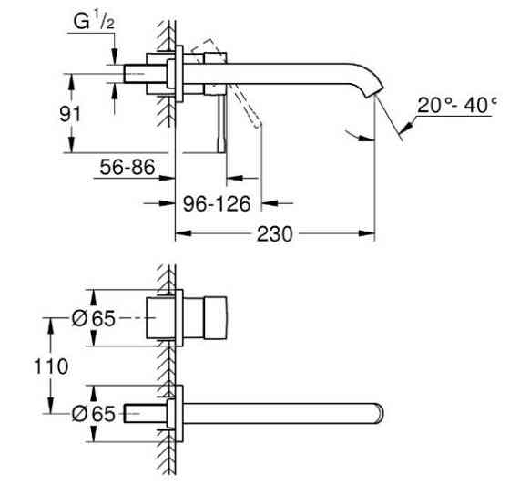 Змішувач для раковини на 2 отвори L-Size Grohe Essence (29193KF1)   ( 27927 ) Харків