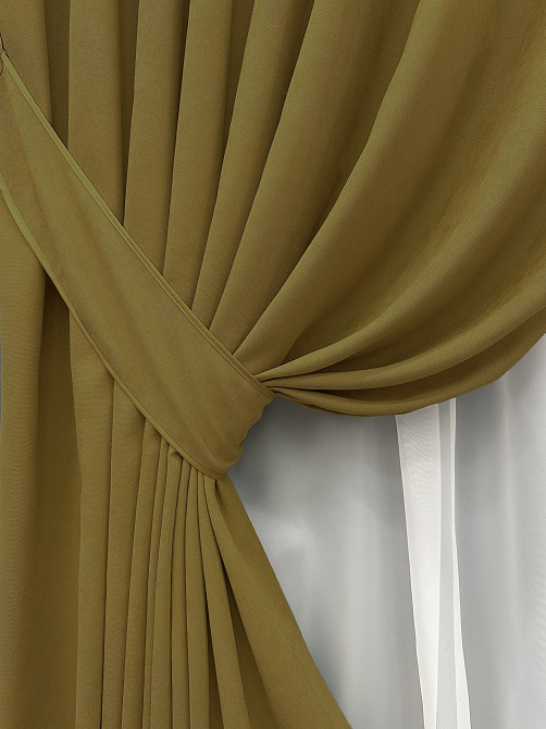 Комплект готових штор VR-Textil Мікровелюр Petek № 1503ш Гірчичний 150х290 см 2 шт (33-0393) Київ - фото 13