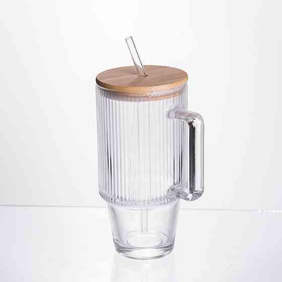 Кружка скляна з кришкою та трубочкою 750 мл Київ