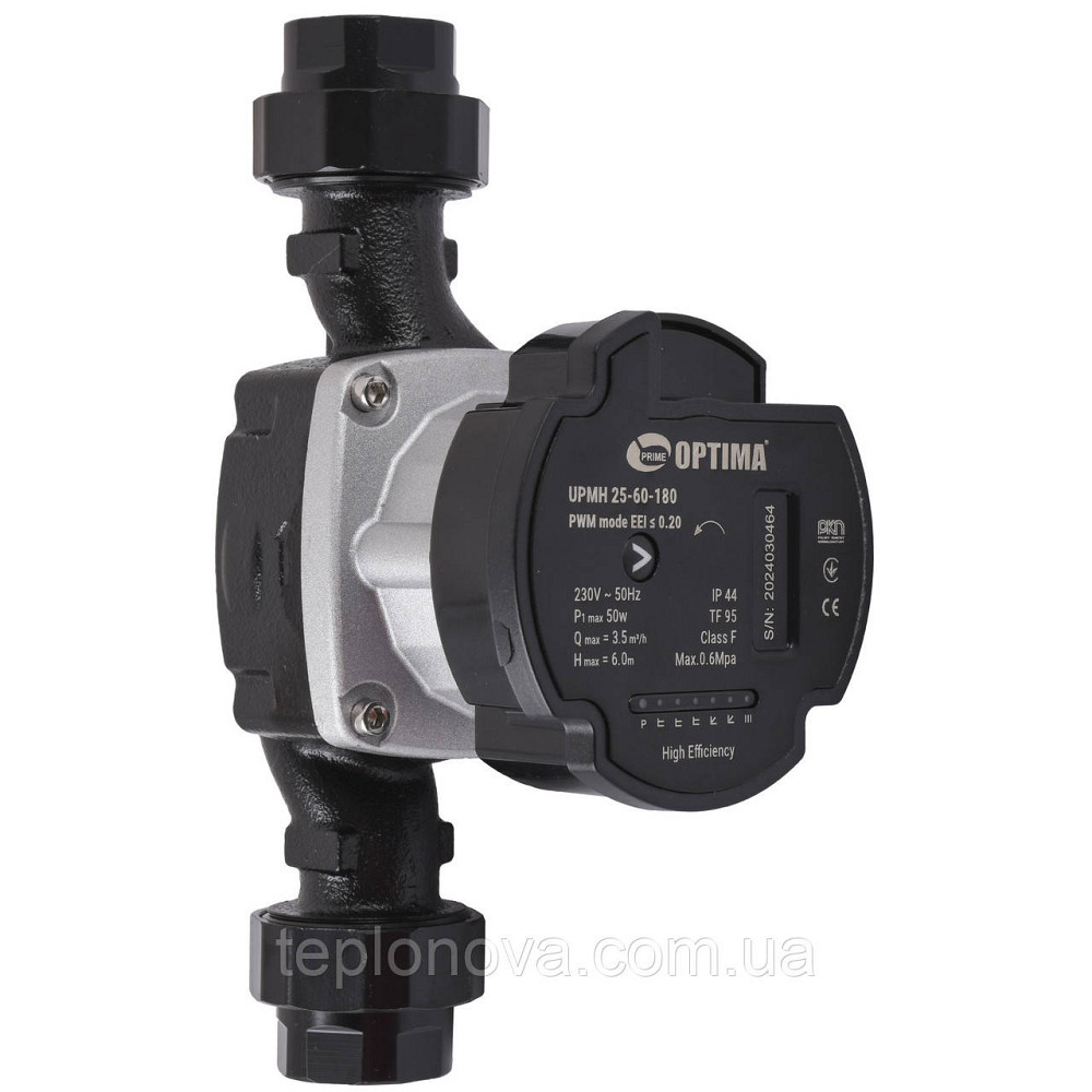 Насос циркуляційний енергоощадний Optima PRIME UPMH 25-60AUTO 180 мм + гайки Чернівці - фото 1