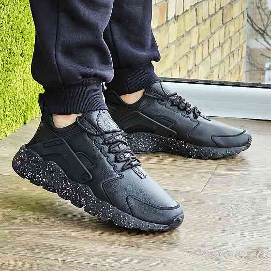 Чоловічі Чорні Кросівки Nike Huarache Шкіряні Найк (розміри: 41,42,43,44,45) Відео Огляд Дніпро
