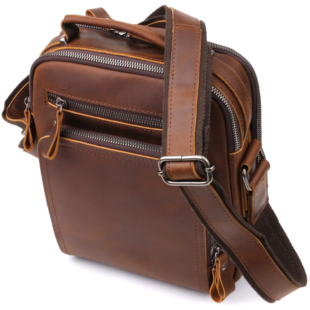 Мужская деловая сумка с ручкой для переноса в руке из натуральной кожи Vintage 23033 Коричневый Киев - изображение 1