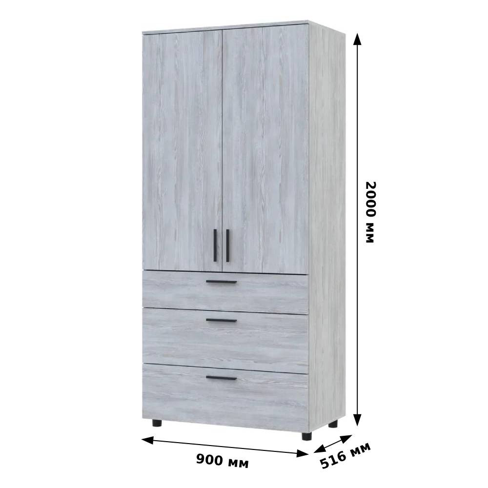 Шафа для одягу Doros Торн Сірий 2 ДСП/3Ш (полиці) 90х51.6х200 (DRS-012024) Дніпро - фото 8