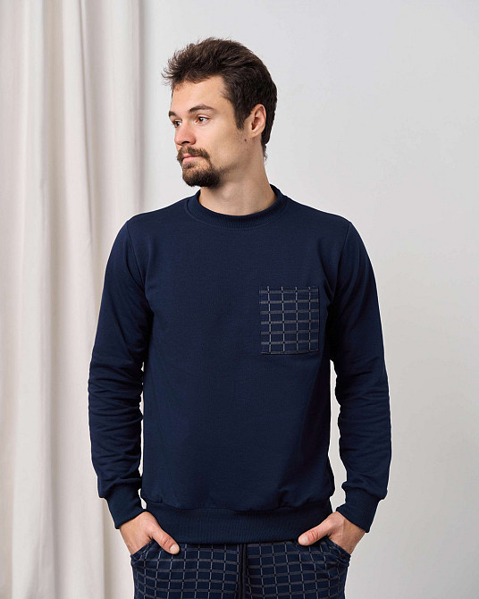 Мужской теплый домашний костюм со штанами в клетку - Байка Tom John 93378 XL Киев - изображение 3