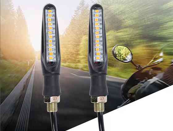 Светодиодные универсальные поворотники 2 шт для мотоцикла 11 см 12 v черный Киев