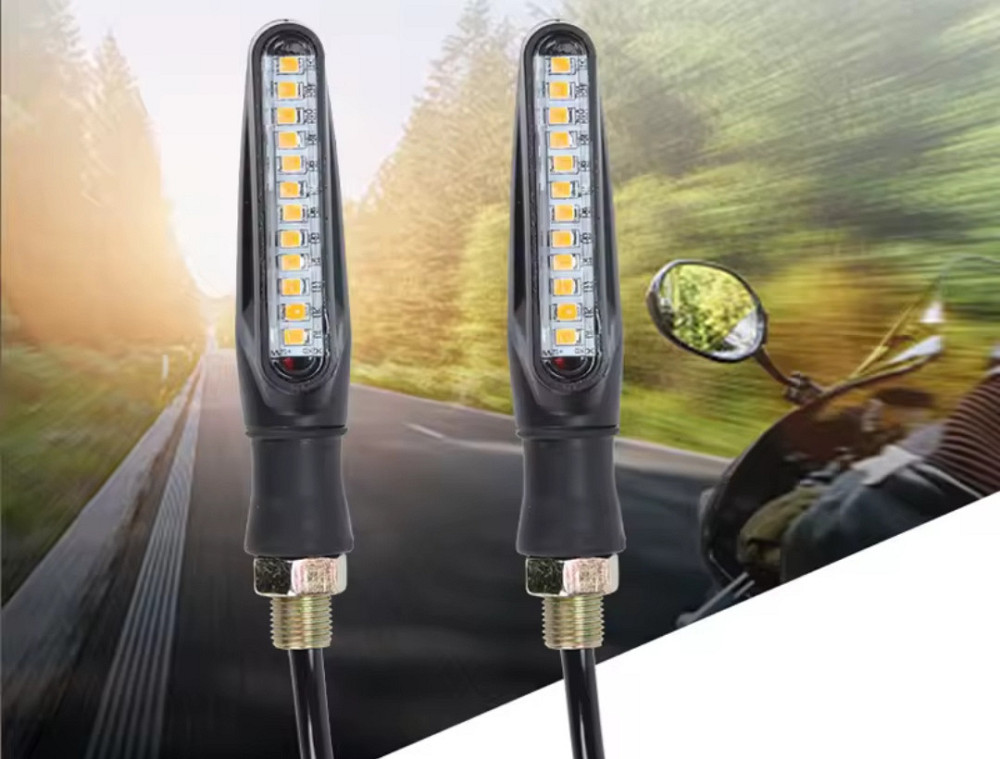 Светодиодные универсальные поворотники 2 шт для мотоцикла 11 см 12 v черный Киев - изображение 1