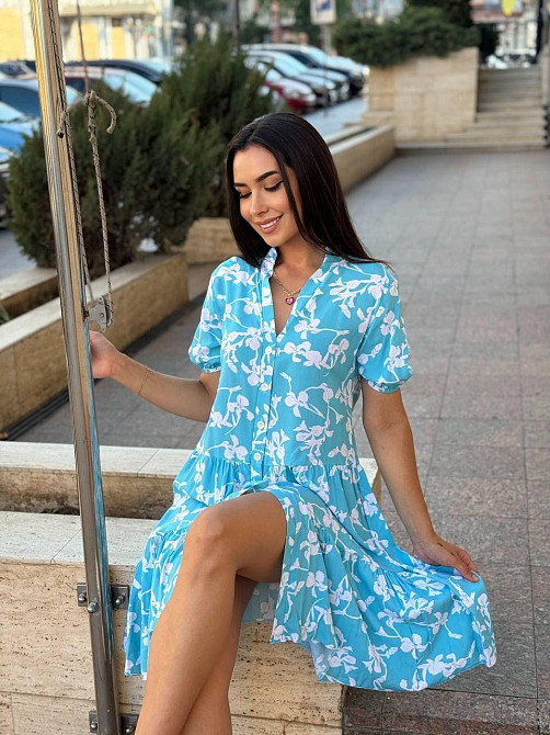 Женское летнее платье свободного кроя, натуральный штапель.  42-56р Киев - изображение 2