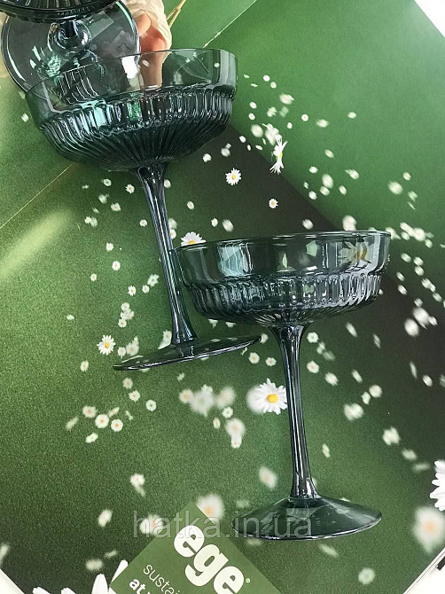 Келих для вина і шампанського 200 мл «Гринвиль» смарагдове скло Київ - фото 8