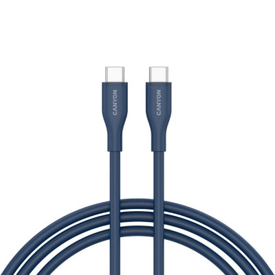 Дата кабель USB-C to USB-C 1.0m CC60SC10 60W Silicon Dark blue Canyon (CNS-CC60SC10DB) Винница - изображение 1