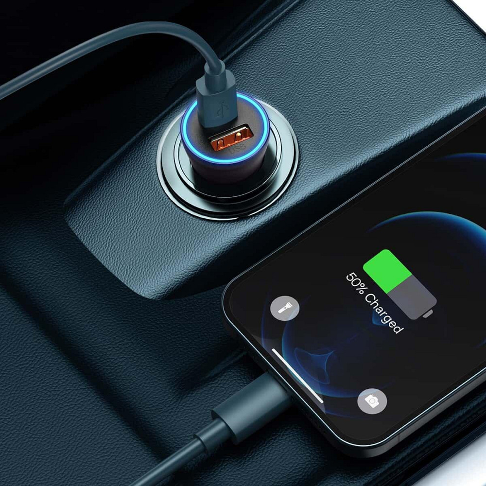 Автомобільний зарядний пристрій Baseus Golden Contactor Max Dual Fast Charger U+C 60W Dark Gray CGJM000113 Одеса - фото 6