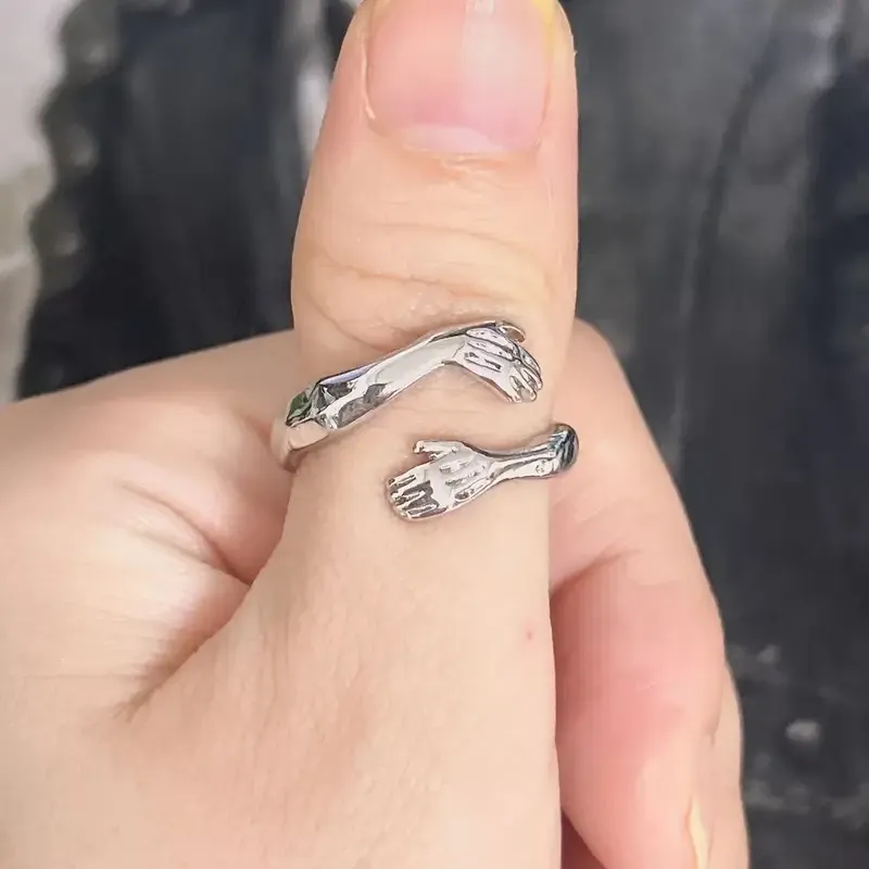 Кольцо «Объятия» – регулируемое серебристое Киев - изображение 2