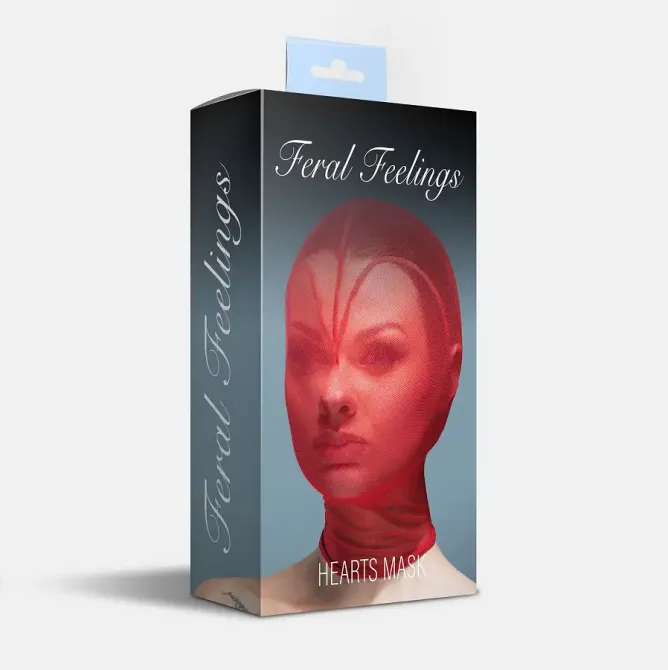 Маска серце сітка із повністю закритим обличчям Feral Feelings - Hearts Mask Red/Red Львів - фото 2