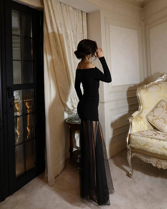 Женский элегантный праздничный комплект платье + юбка микродайвинг + сетка Черный, 46-48 Одесса - изображение 7