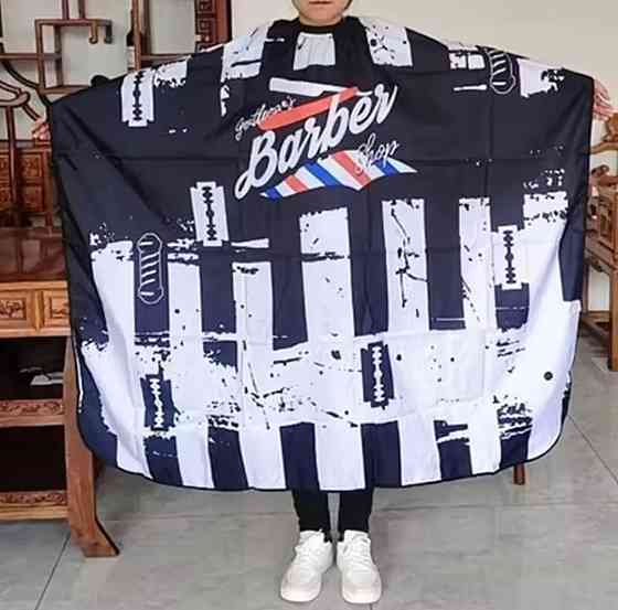 Парикмахерская накидка Barber для стрижки и покраски 140 на 50 см чёрный c белым Киев