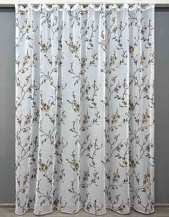 Тюль VR-Textil 1905т Flora Батист Білий з коричневим 300х270 см (40-246) Київ