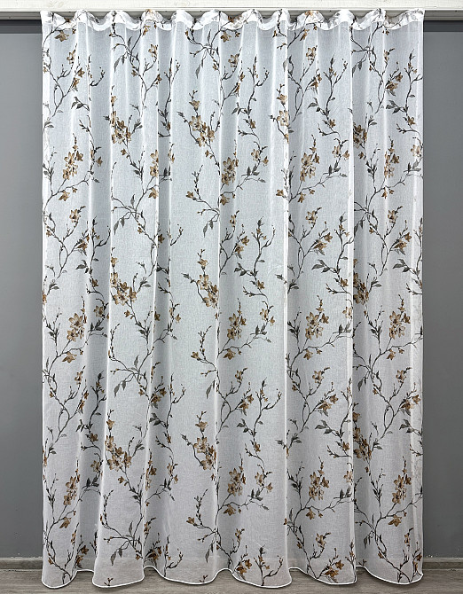 Тюль VR-Textil 1905т Flora Батист Білий з коричневим 300х270 см (40-246) Київ - фото 2