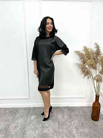 Плаття з екошкіри з сітчастим декором "Courtney" оптом | Норма 46-48 Київ