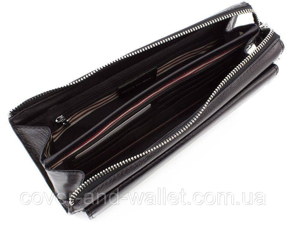 Черная кожаная барсетка клатч на молнии из натуральной кожи Marco Coverna 8543-3 Киев - изображение 5