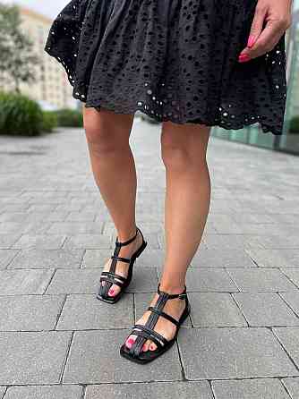 Notta bene Босоніжки жіночі чорні літні шкіряні Notta bene BS-0124 з квадратним носком / Стильн Коломия