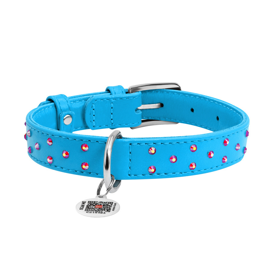 Нашийник для собак шкіряний WAUDOG Glamour з QR паспортом, з клейовими стразами, Ш 25 мм, Дов 3 Коломия - фото 2