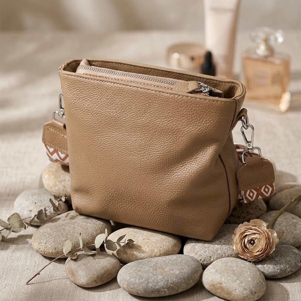 Женская кожаная сумка на плечо для повседневной носки Vintage 22912 Бежевый Киев - изображение 14