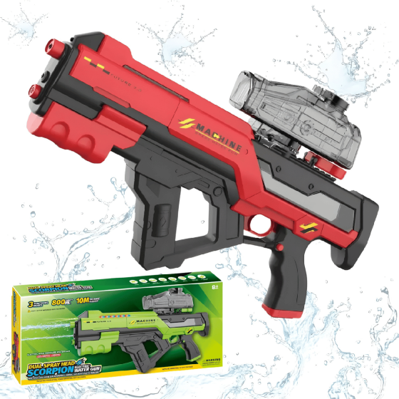 Водний пістолет для дітей, електричний водний автомат «Скорпіон» дитячий з автоматичним закачуванням води, червоний Кам'янець-Подільський