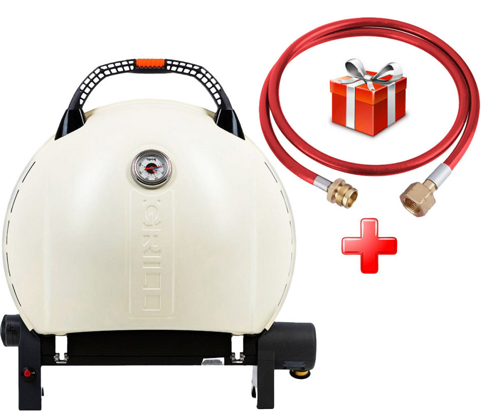 КОМПЛЕКТ Портативный переносной газовый гриль O-GRILL 900, кремовый + шланг в подарок! Код: 013372 Ровно - изображение 1