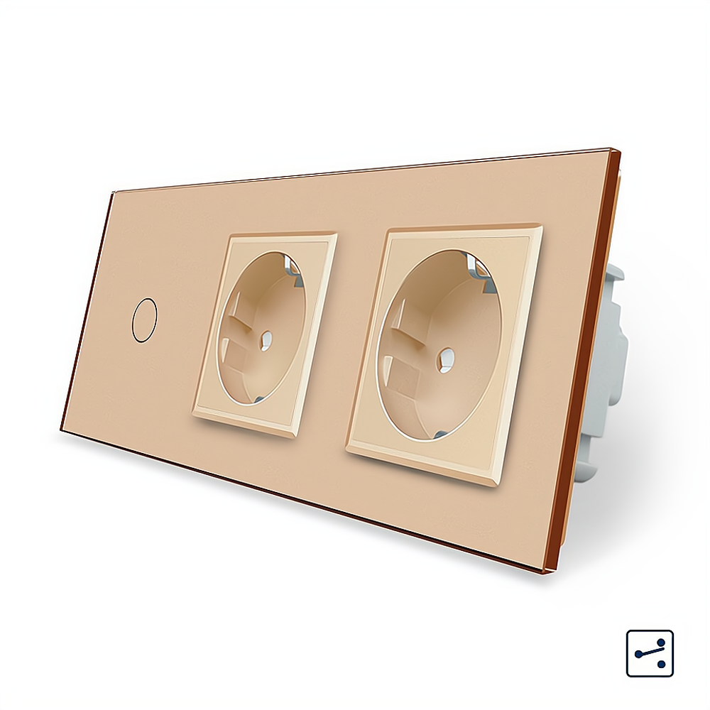 LIVOLO Сенсорний прохідний/перехресний вимикач 1 сенсор 2 розетки Livolo золото скло (VL-C701S/ Коломыя - изображение 4