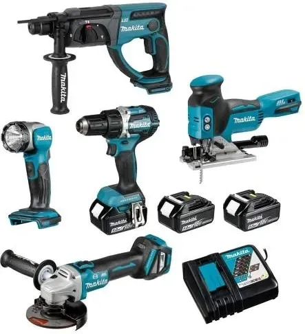Makita Zestaw Combo Dga513+Ddf484+Dhr202+Djv181+Dml802 18V Li-Ion 3X5.0Ah Makpac Dlx5044Tj Київ - фото 1