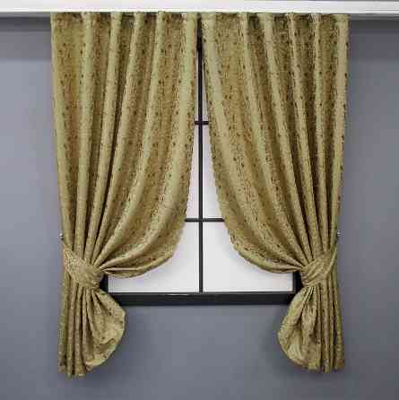 Комплект коротких штор VR-Textil Жаккард № 1588ш Золотистый 140х170 см 2 шт (35-0294) Киев