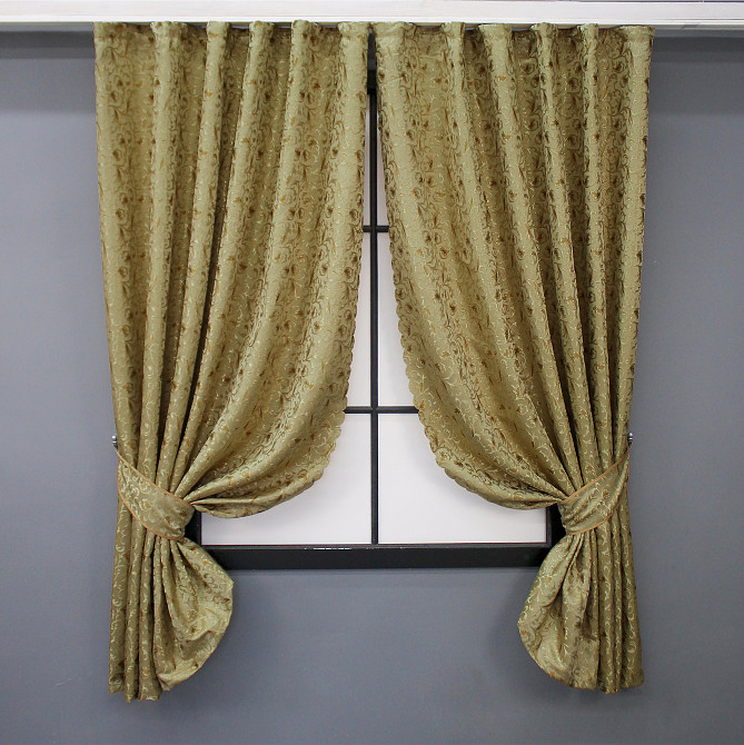 Комплект коротких штор VR-Textil Жаккард № 1588ш Золотистый 140х170 см 2 шт (35-0294) Киев - изображение 1