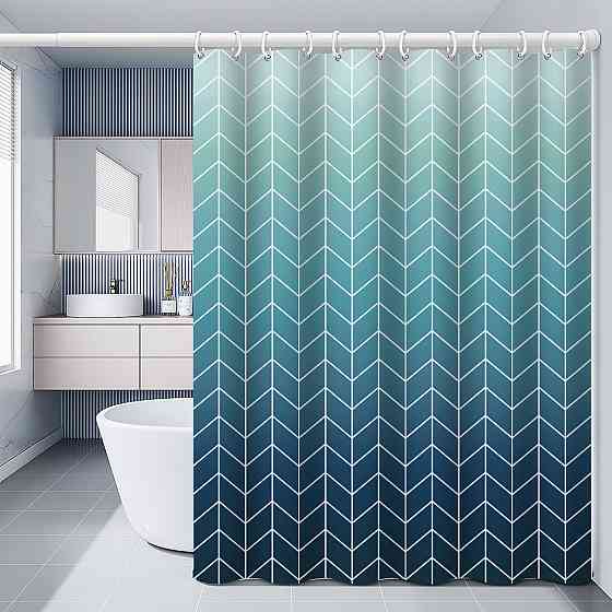 Шторка для ванной комнаты Bathlux 180 x 180 см с водоотталкивающим покрытием, бирюзово-синий градиент Каменец-Подольский
