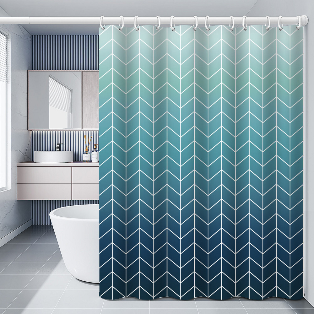 Шторка для ванной комнаты Bathlux 180 x 180 см с водоотталкивающим покрытием, бирюзово-синий градиент Каменец-Подольский - изображение 4