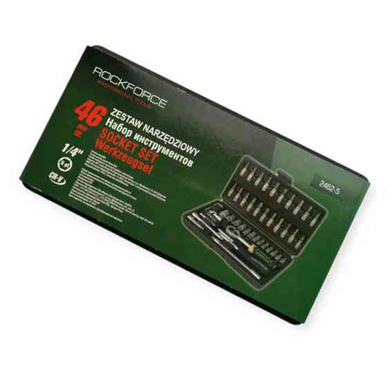 Набір інструменту 1/4" 46 шт, 4-14 мм з тріщ., подовжує., кардан, отв.-вороток, біти Rock FORCE Мукачево