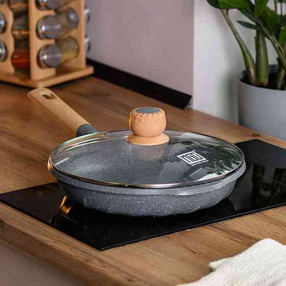 Алюмінієва сковорода 2,8 л з мармуровим антипригарним покриттям Ø 28 см сіра MGC HP-4-425G Київ