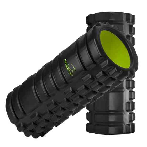 Масажний ролик (роллер) PowerPlay 4025 Massage Roller Чорно-зелений (33x15см.) Кам'янське