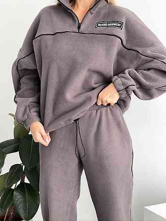Женский флисовый женский костюм-оверсайз турецкий флис Серый, 46/48 Одесса