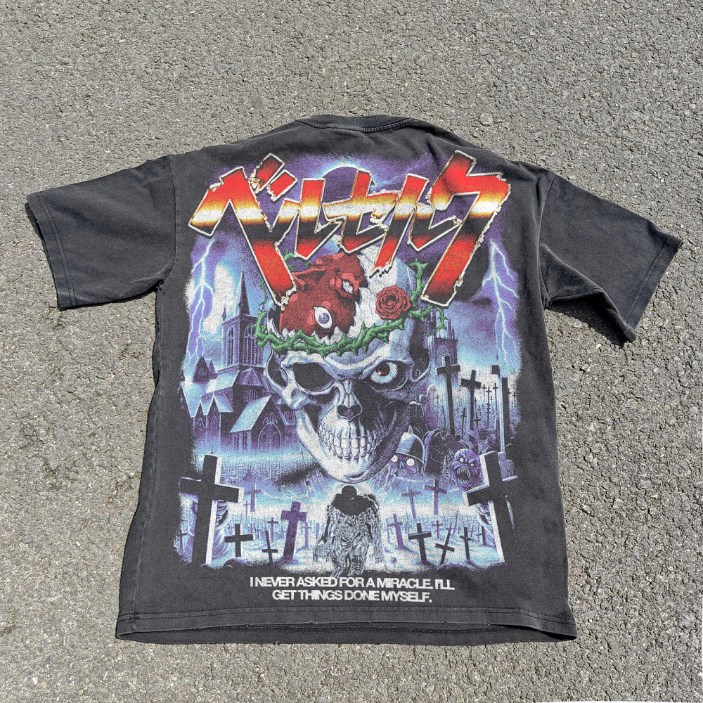 Футболка мужская с принтом аниме Берсерк Аниме Гутс Доубле оверсайз (S/M/L) Черний Днепр - изображение 9