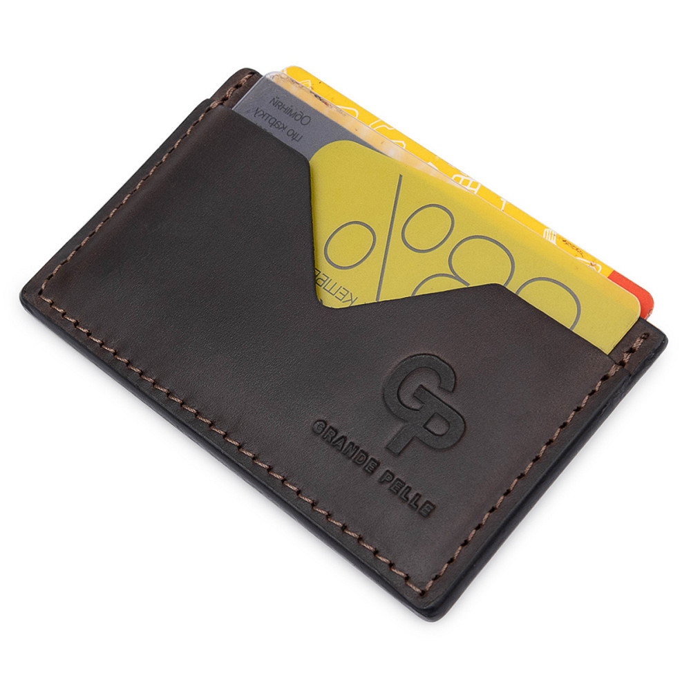 Кожаный матовый картхолдер GRANDE PELLE 11526 Коричневый Киев - изображение 6